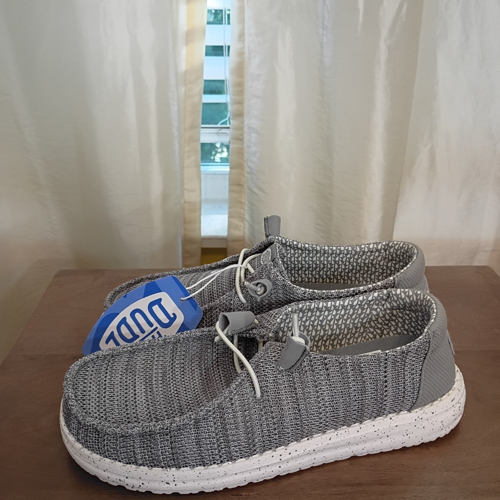 Hey Dude Gray and White Loafers with Cushioned Soles